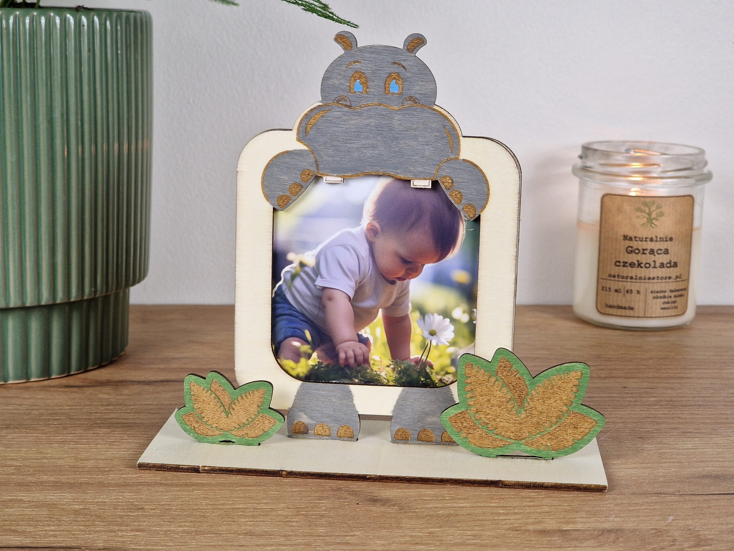 Wyjątkowa ramka na zdjęcia hipopotam – ręcznie wykonana pamiątka na całe życie